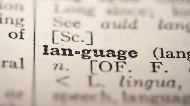 Nahaufnahme eines Wörterbuchs mit dem Wort „Language“